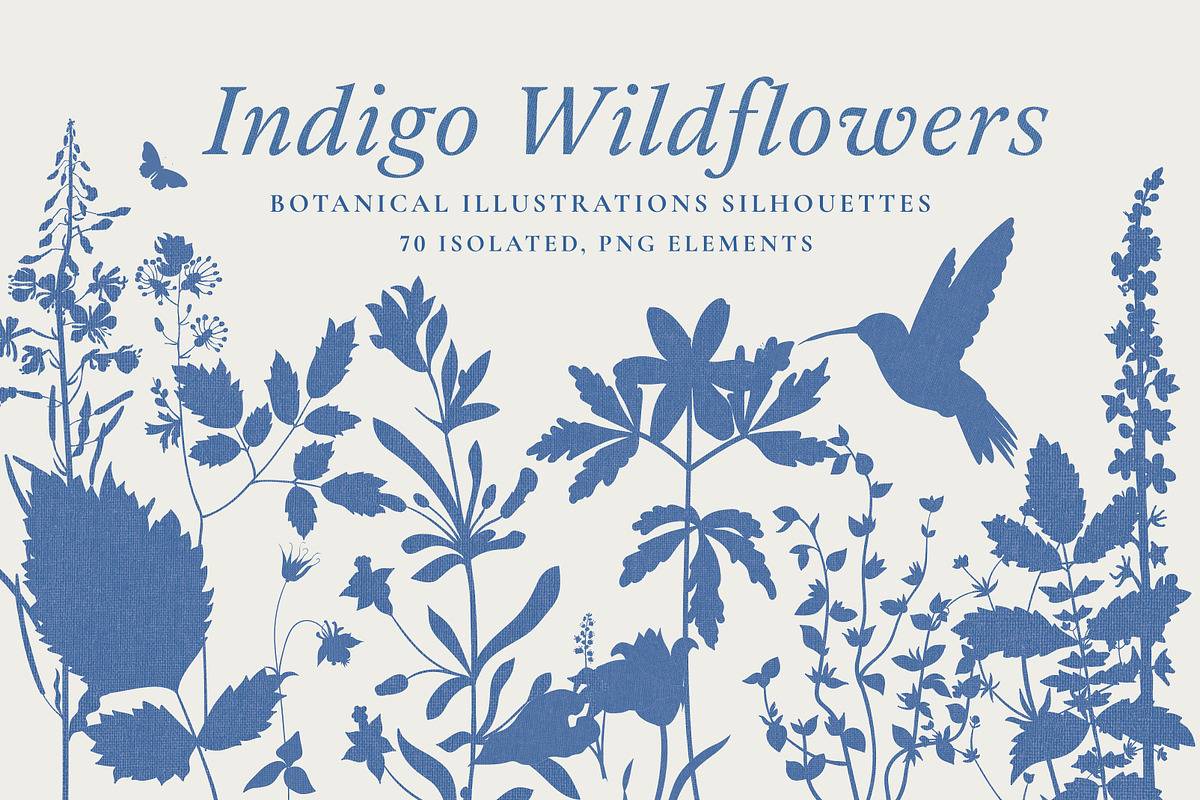 Indigo Wildflowers Illustrations, a Graphic by Paper Flowers Studio (Photo 1 of 6)