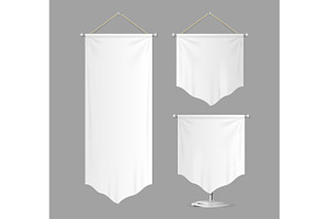 Textile Banners With Folds Set.