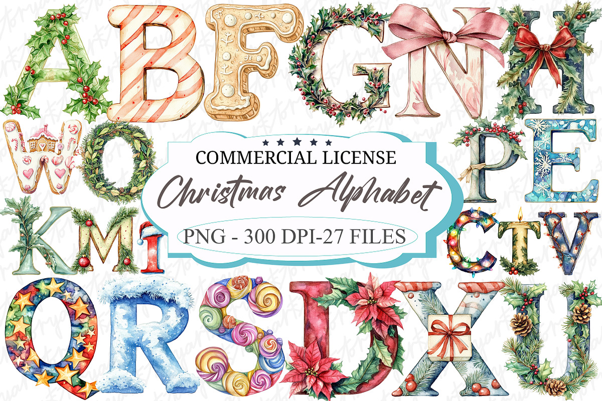 Christmas Alphabet Png Bundle, an Illustration by designcity5 (Photo 1 of 5)