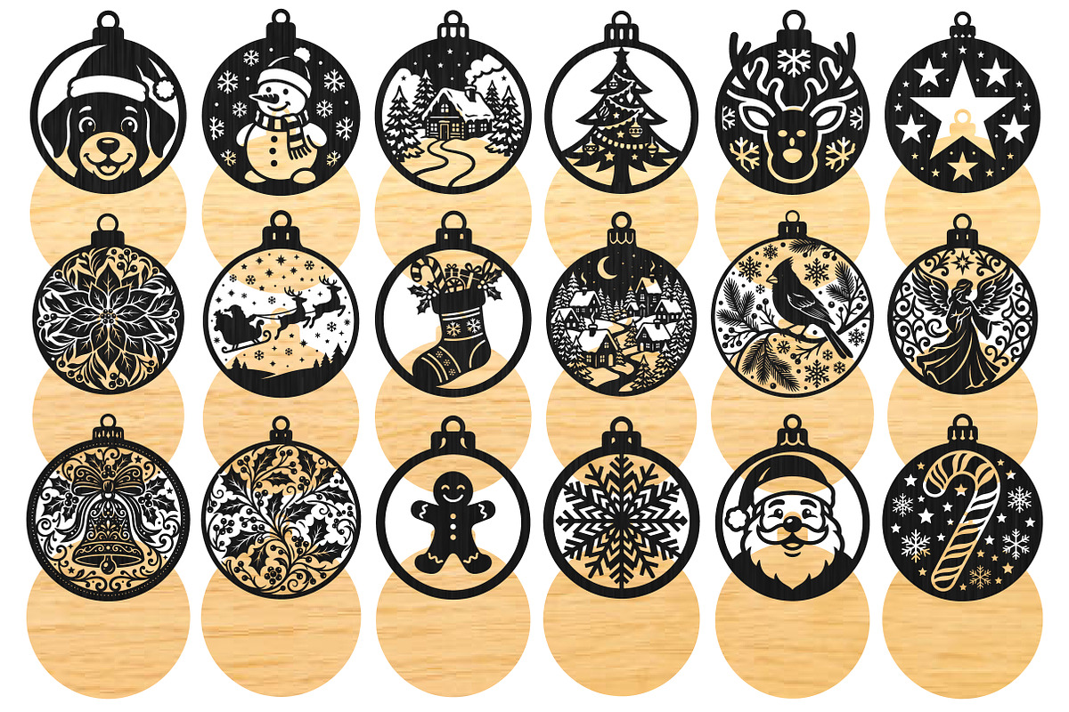 Christmas Ornaments Laser Cut SVG, an Object Graphic by DreamCafeArt (Photo 3 of 7)