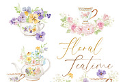Watercolor Clipart - FLORAL TEATIME, a Decorative Illustration by Beigetime (Thumbnail 8 of 9)