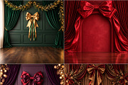 Luxury Velvet Bow Christmas Backdrop, a Background Graphic by Walllow Creatives (Thumbnail 1 of 3)