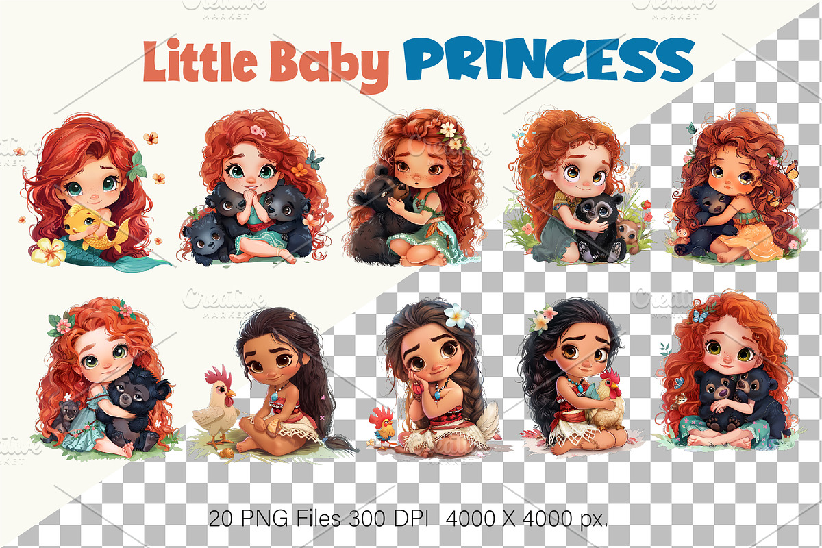 Cartoon Baby Princess.TShirt Sticker, an Animal Illustration by KENO Mascots (Photo 2 of 11)