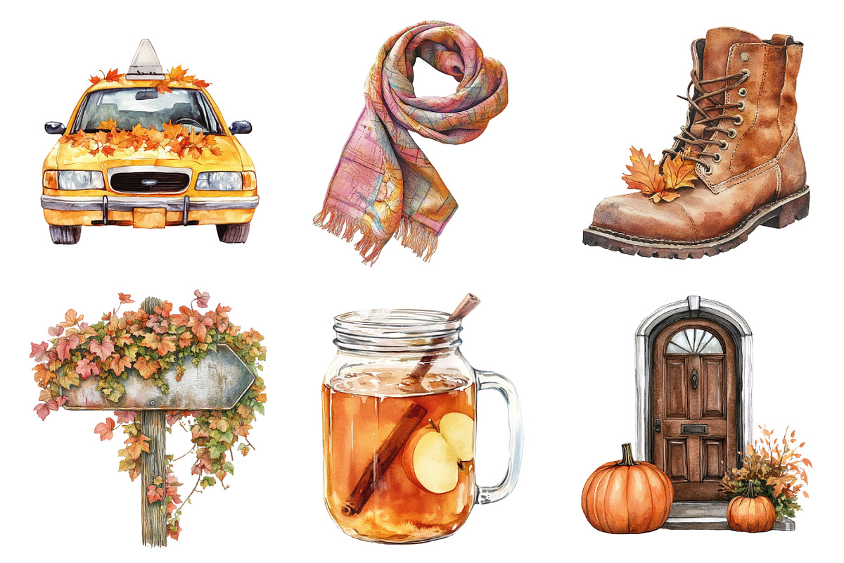 Watercolor Fall in City Clipart Bund, an Illustration by Daily.Designs (Photo 2 of 5)