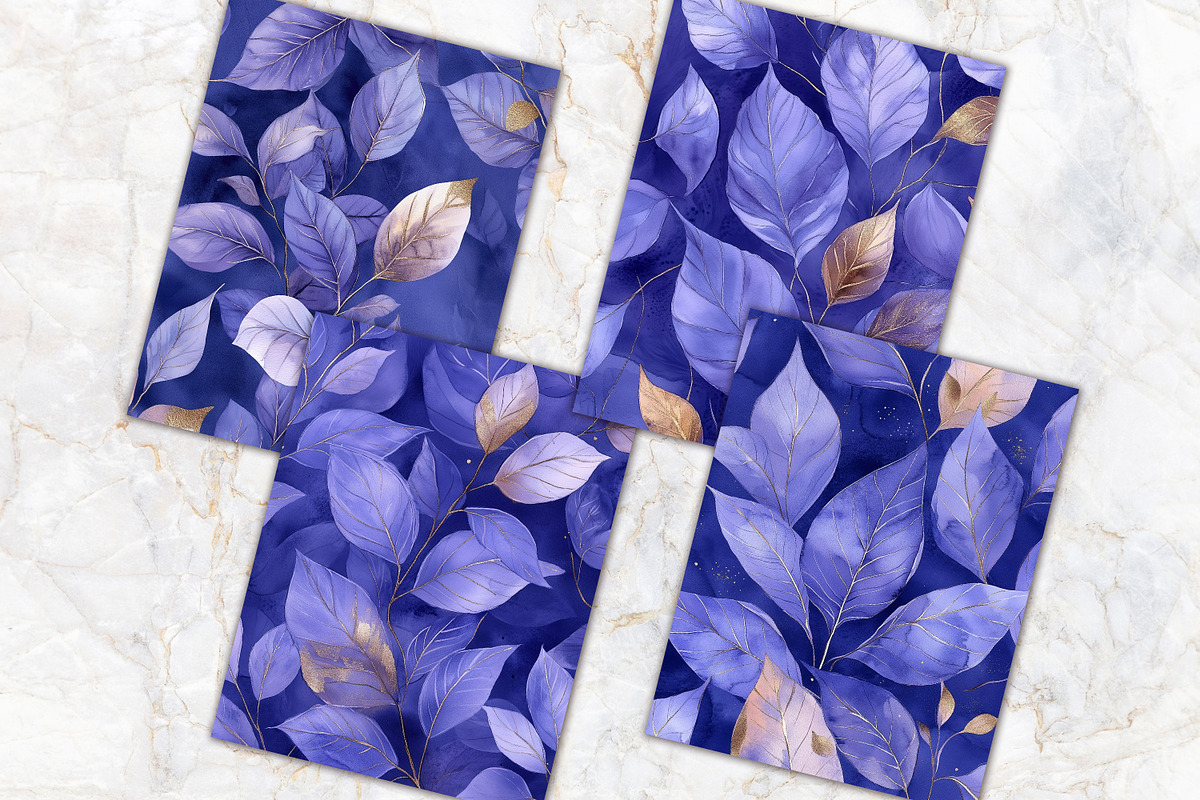 Royal Amethyst Leaves Scrapbook Set, a Background Graphic by V Design Creator (Photo 9 of 12)