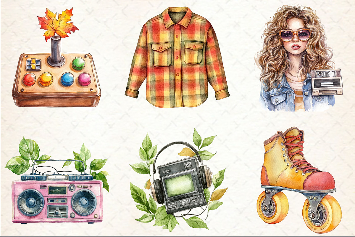 80S Retro Autumn Clipart, an Illustration by Rose Art (Photo 2 of 7)