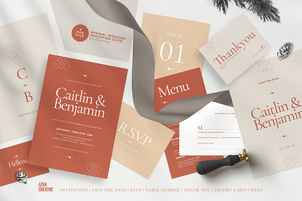 Minimal Wedding Invitation Suite, an Invitation Template by Azka Creative