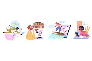 People online library. Person read, an Education Illustration by Stock-Smart-Start