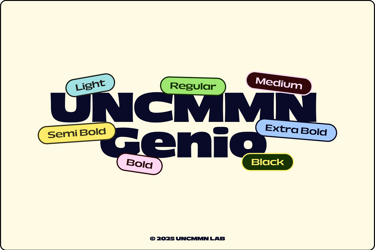 Uncmmn Genio - Display Sans Serif, a Sans Serif Font by Kotivoro (Photo 1 of 15)