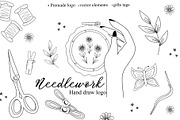 Needlework logos. Line art, a Work Illustration by KolibriDesign (Thumbnail 1 of 7)