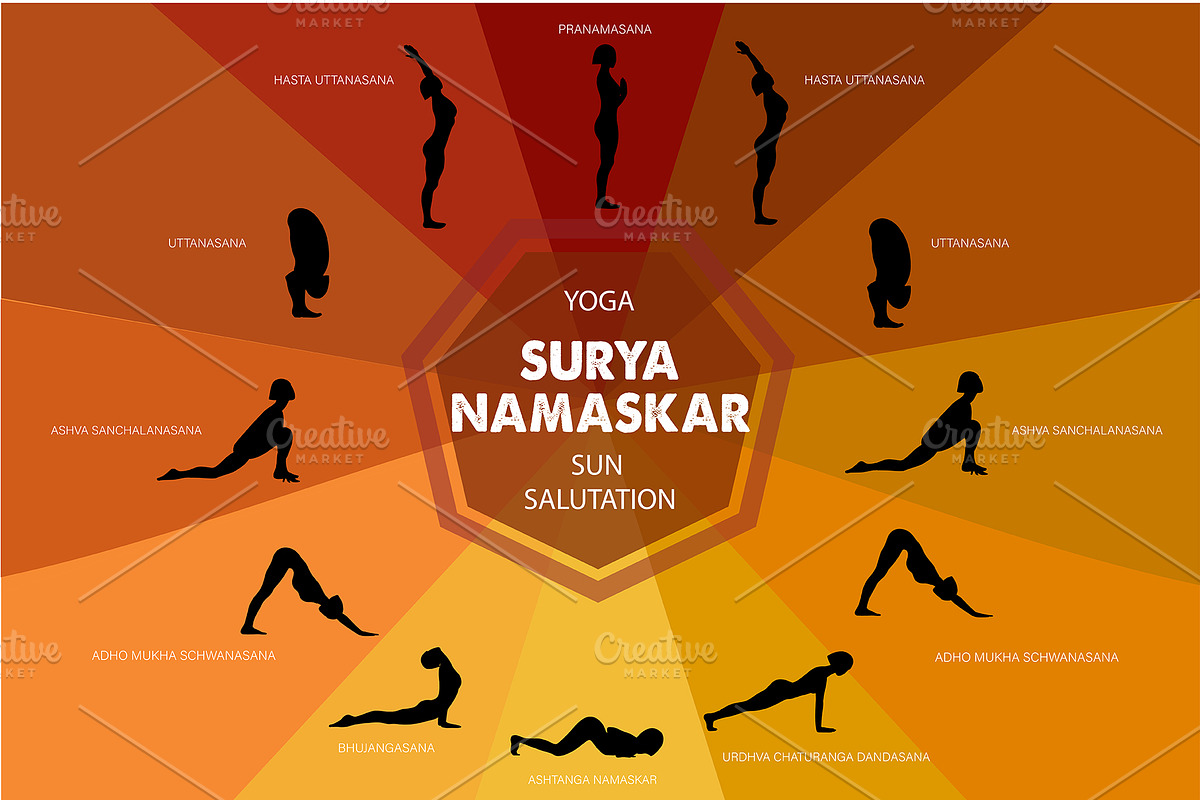 Yoga Silhouettes Pose. Exercises Set, a Healthcare Illustration by sundrameda (Photo 4 of 5)