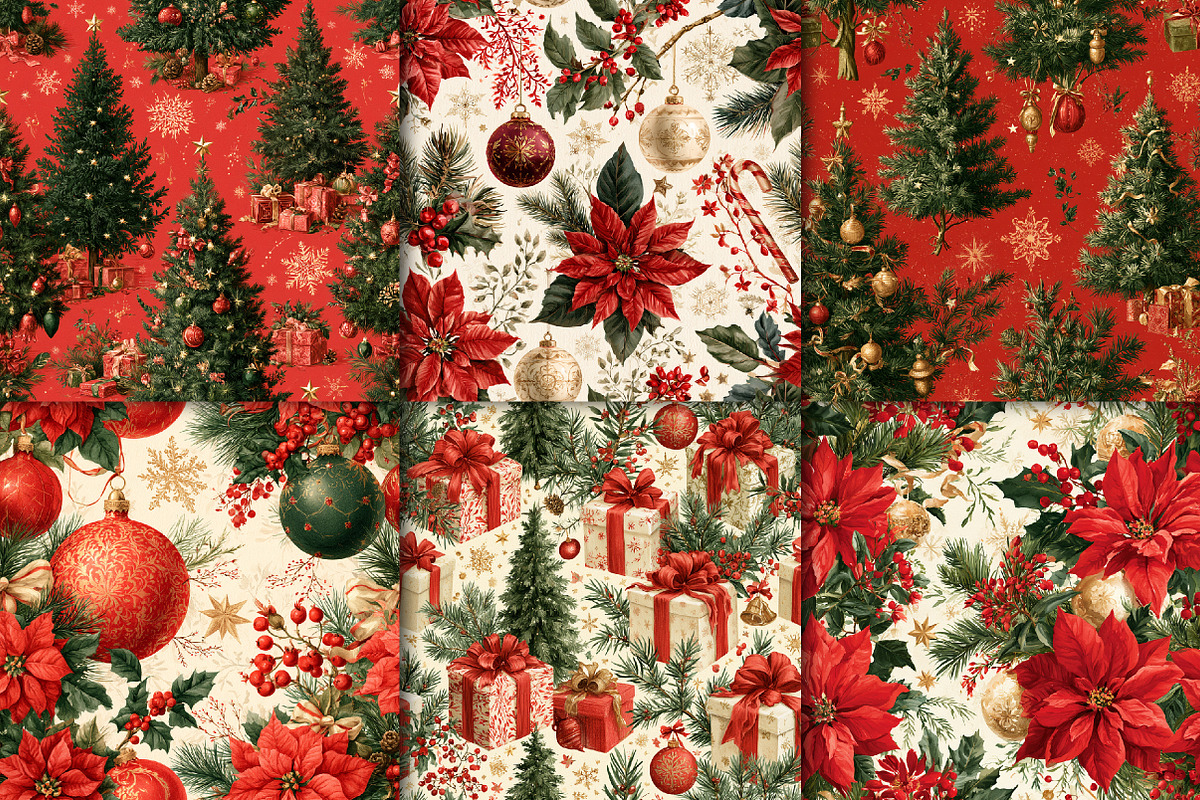 Christmas Digital Paper Pack, a Pattern Graphic by Black Bird Studio (Photo 3 of 6)
