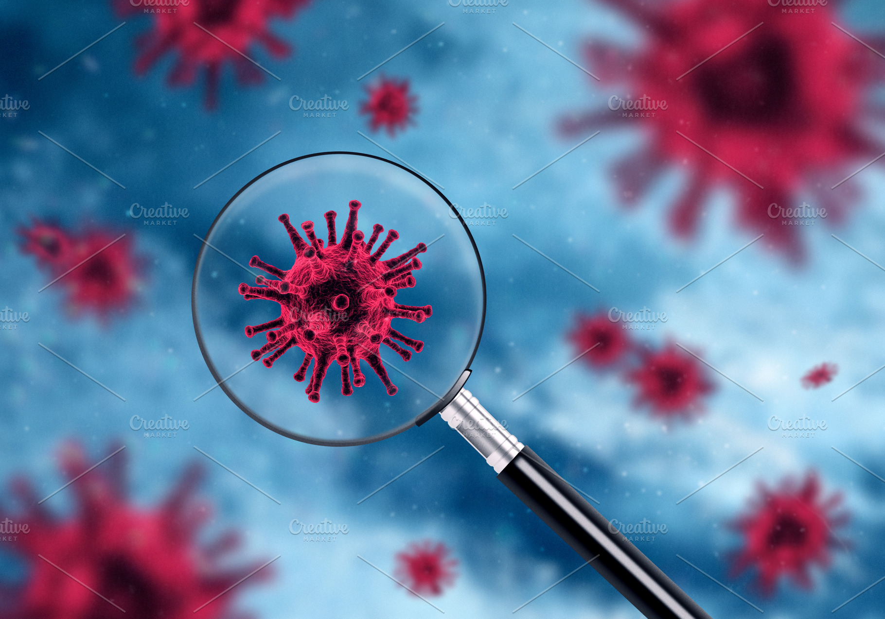 Magnifying glass showing bacterium, a Health & Medical Photo by BOOCYS