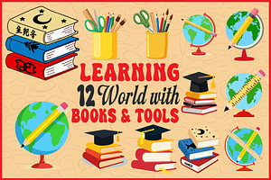 Learning World Clipart Set, an Object Graphic by Designs_River