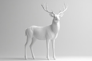 White deer stands elegantly on a pla, a Photo by Tanuart