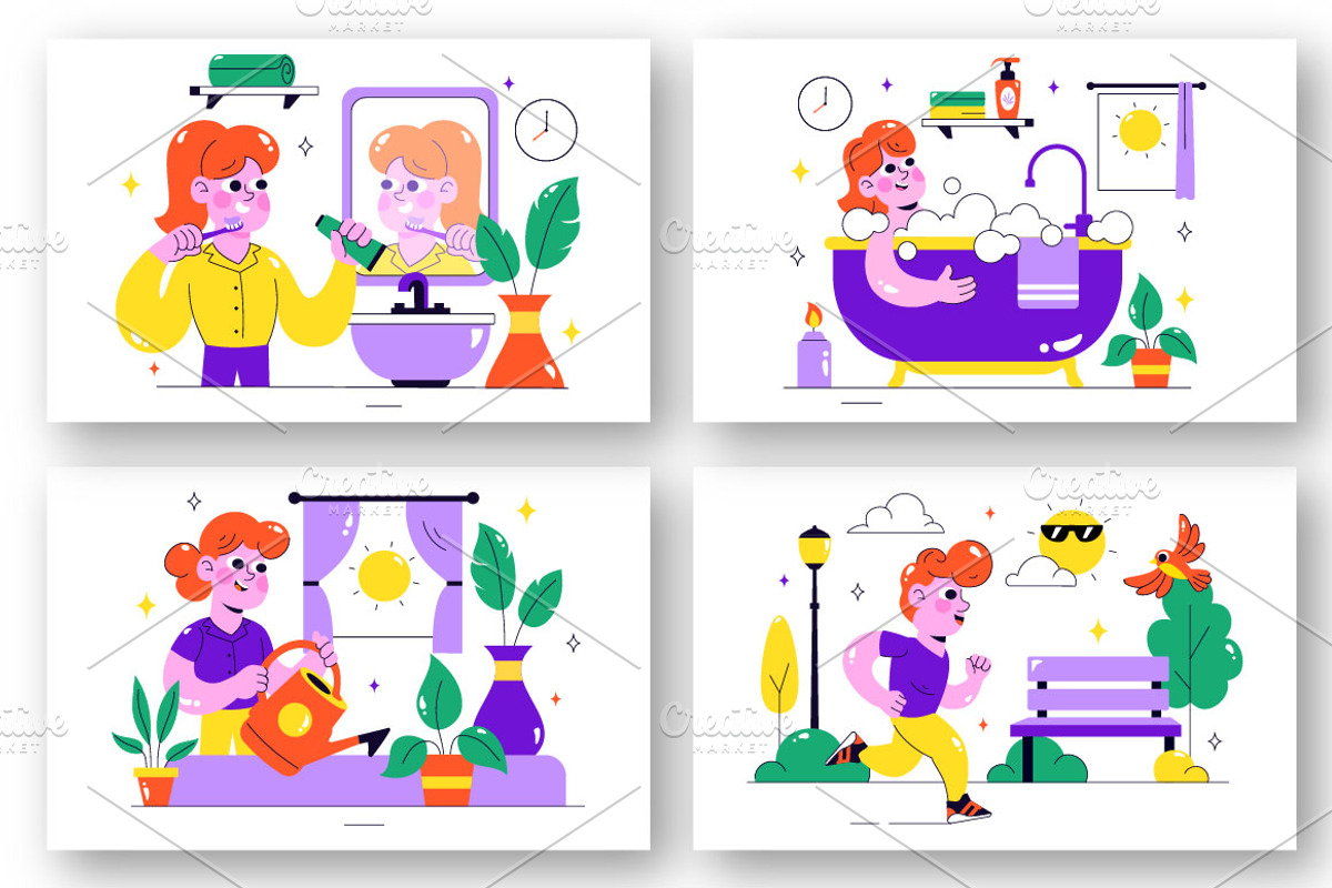 10 Daily Morning Ritual Illustration, a Person Illustration by denayunebgt (Photo 3 of 4)