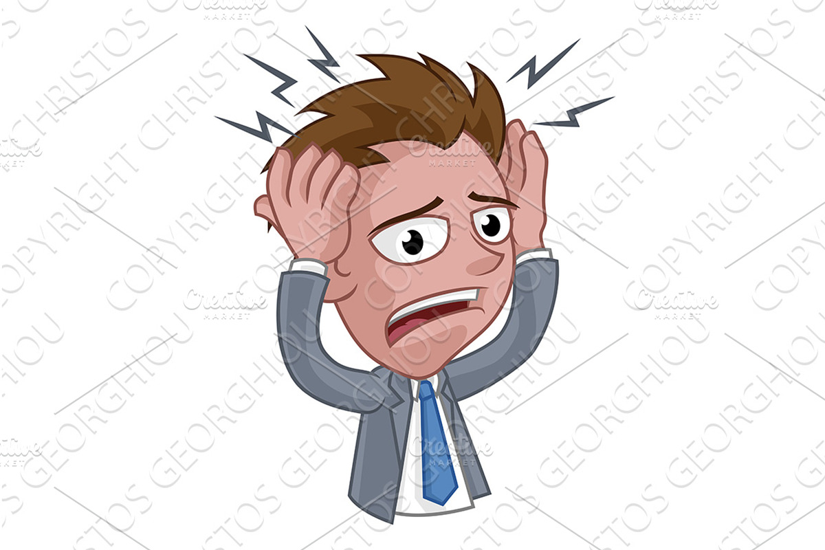 Stressed or Headache Business Man, a Person Illustration by Christos Georghiou