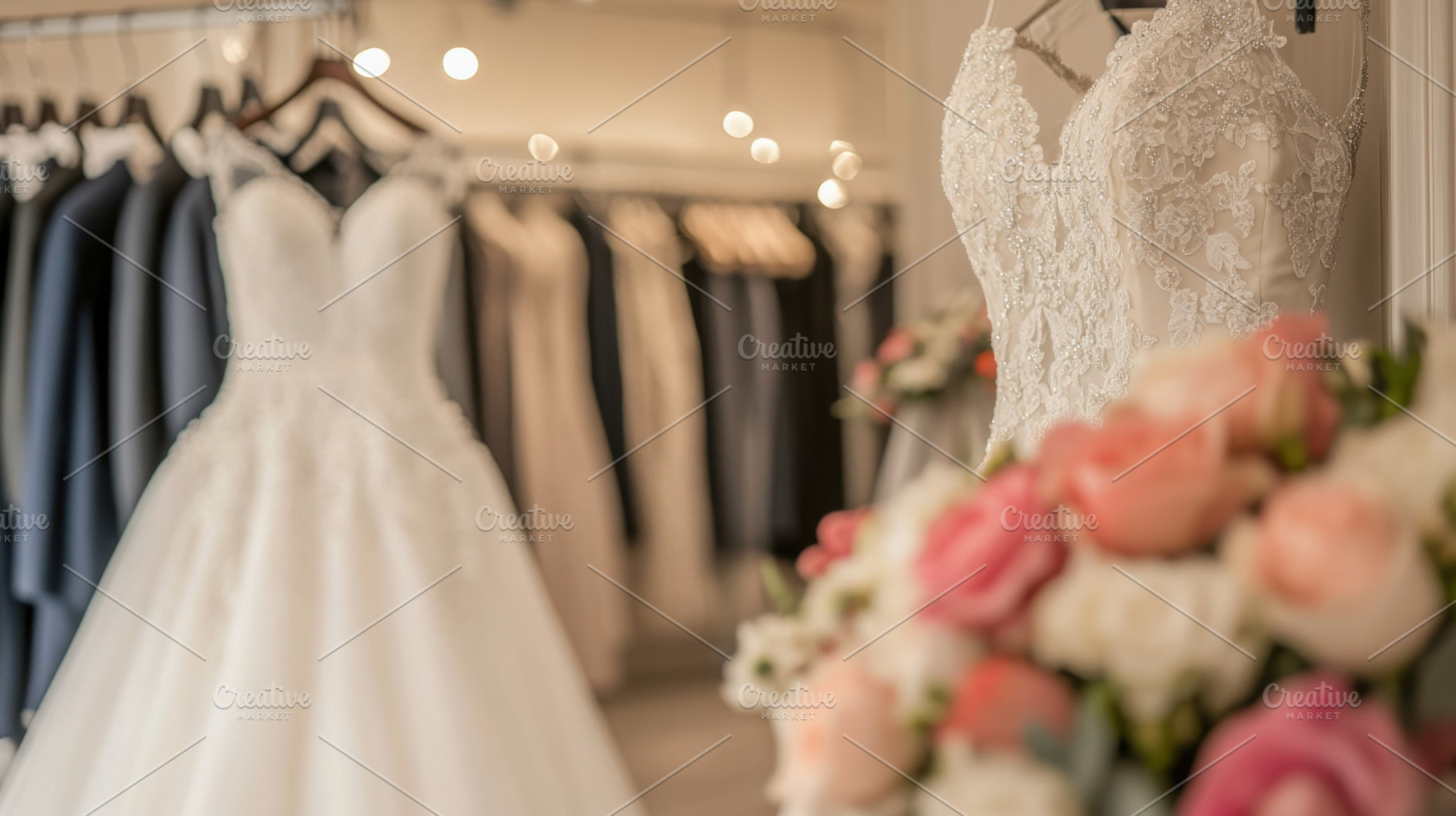 Bridal shop showcasing elegant gowns, a Photo by Beautiful things