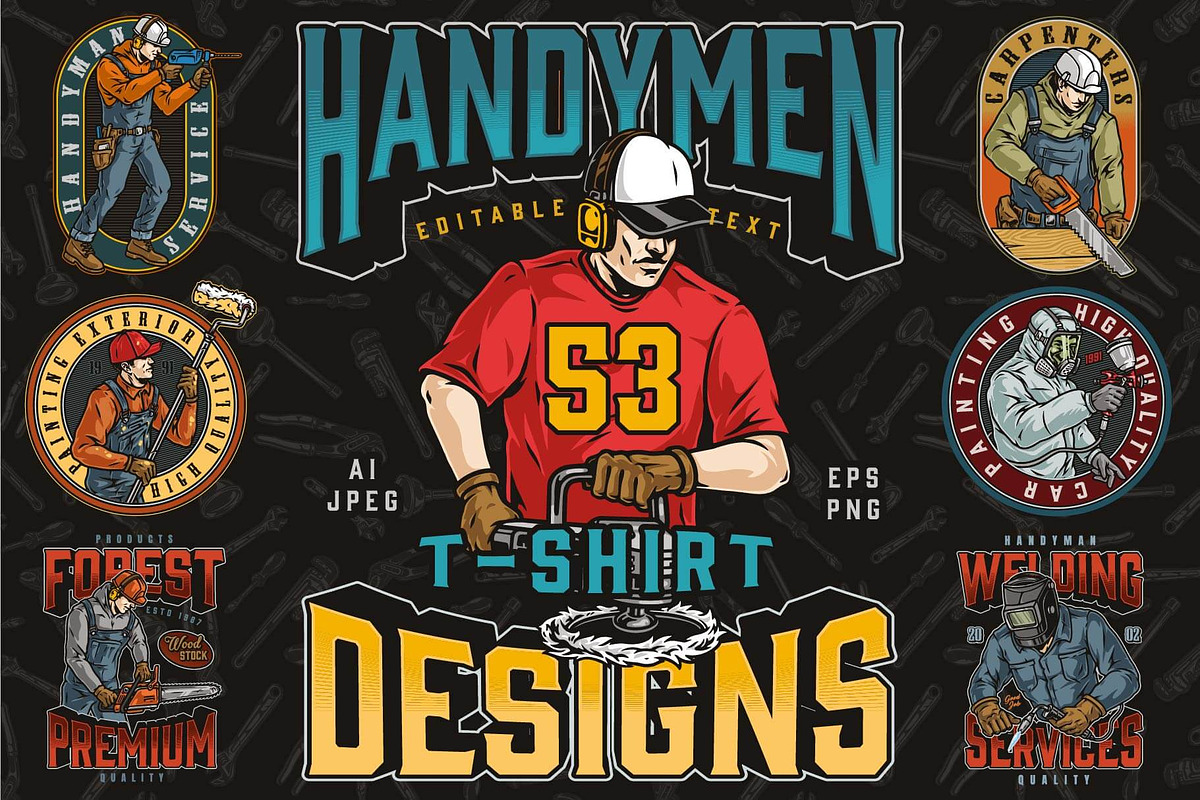 Handymen t-shirt designs, a Branding & Logo Template by DGIM studio (Photo 1 of 12)