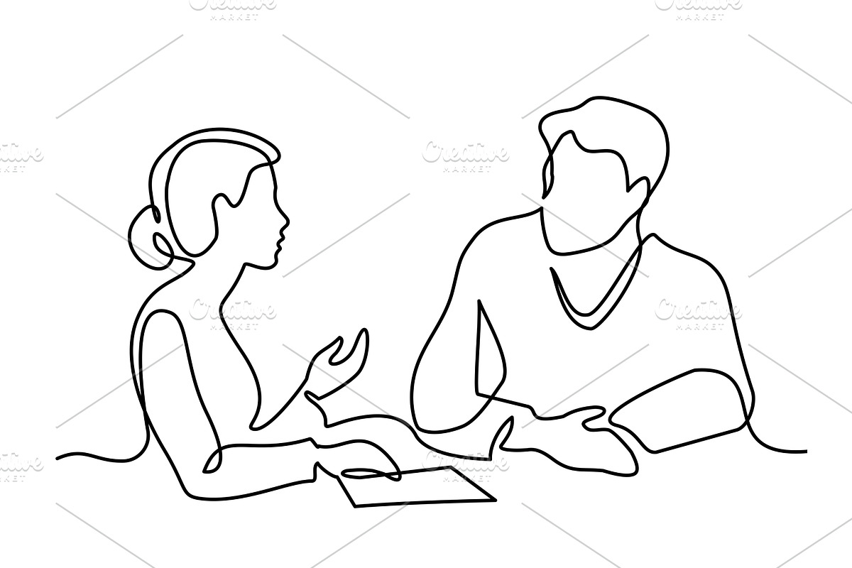 Business discussion of man and woman, a Person Illustration by Valenty