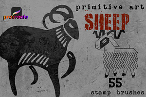 55 Sheep Stamp Brushes Procreate