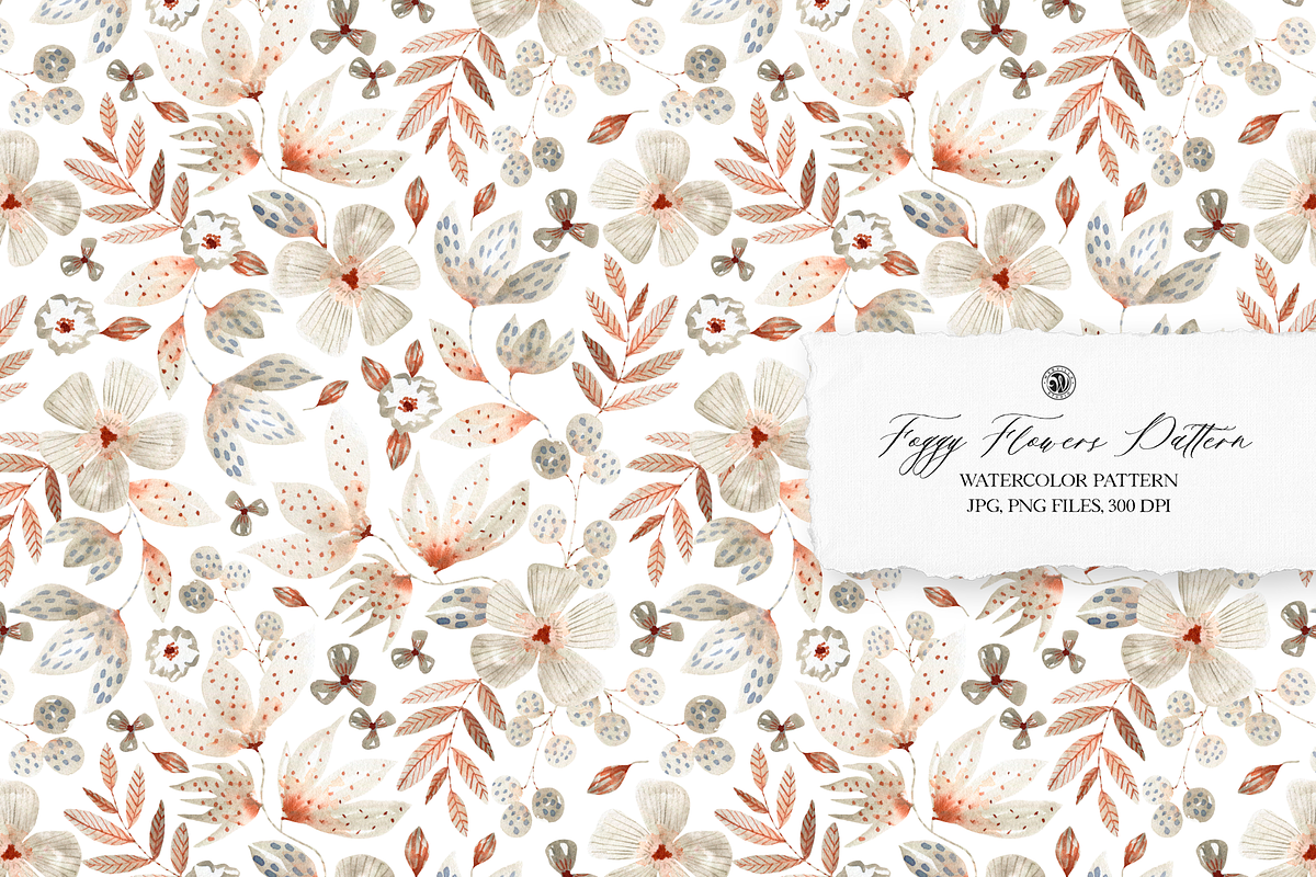Foggy Flowers Watercolor Pattern, a Pattern Graphic by Webvilla Studio (Photo 1 of 6)