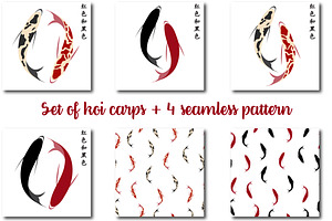 Koi Carps Seamless Patterns