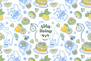 Lemon Tea Time Seamless Pattern, a Food Illustration by TitaLivingArt (Thumbnail 2 of 10)