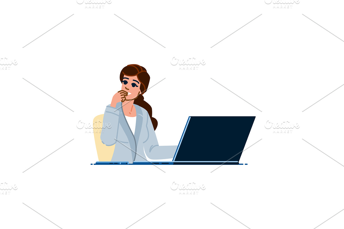 Businesswoman thinking and working, a Person Illustration by pikepicture