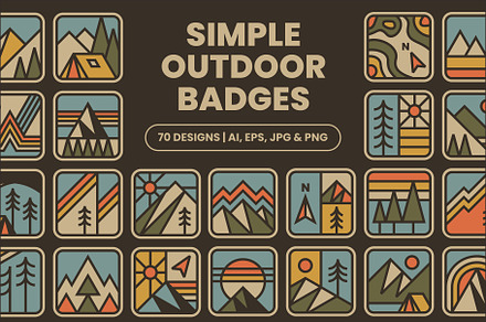 Simple Outdoor Badges, an Illustration by tifftuff