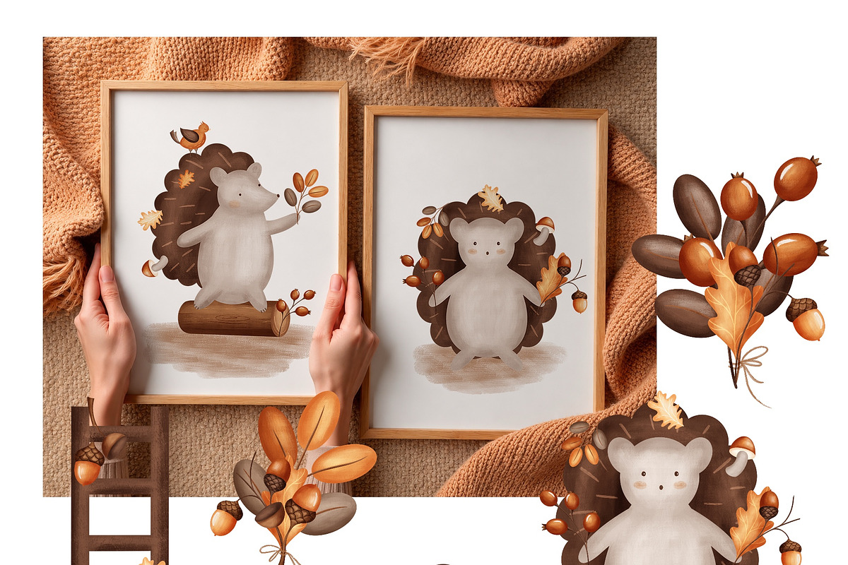 Cozy Autumn - baby clipart & pattern, a Seasonal Illustration by Linerisyart (Photo 5 of 16)