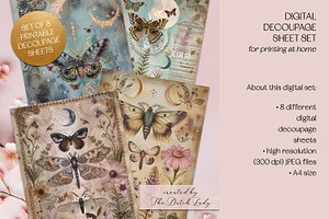 Butterflies & Moons Decoupage Set