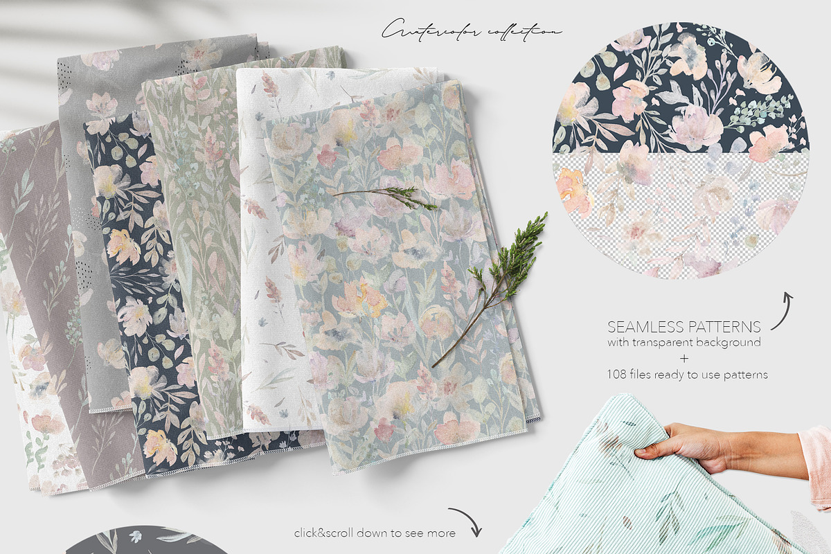 Watercolor Flower Pattern Collection, a Pattern Graphic by Alisa Fimen Design (Photo 2 of 11)