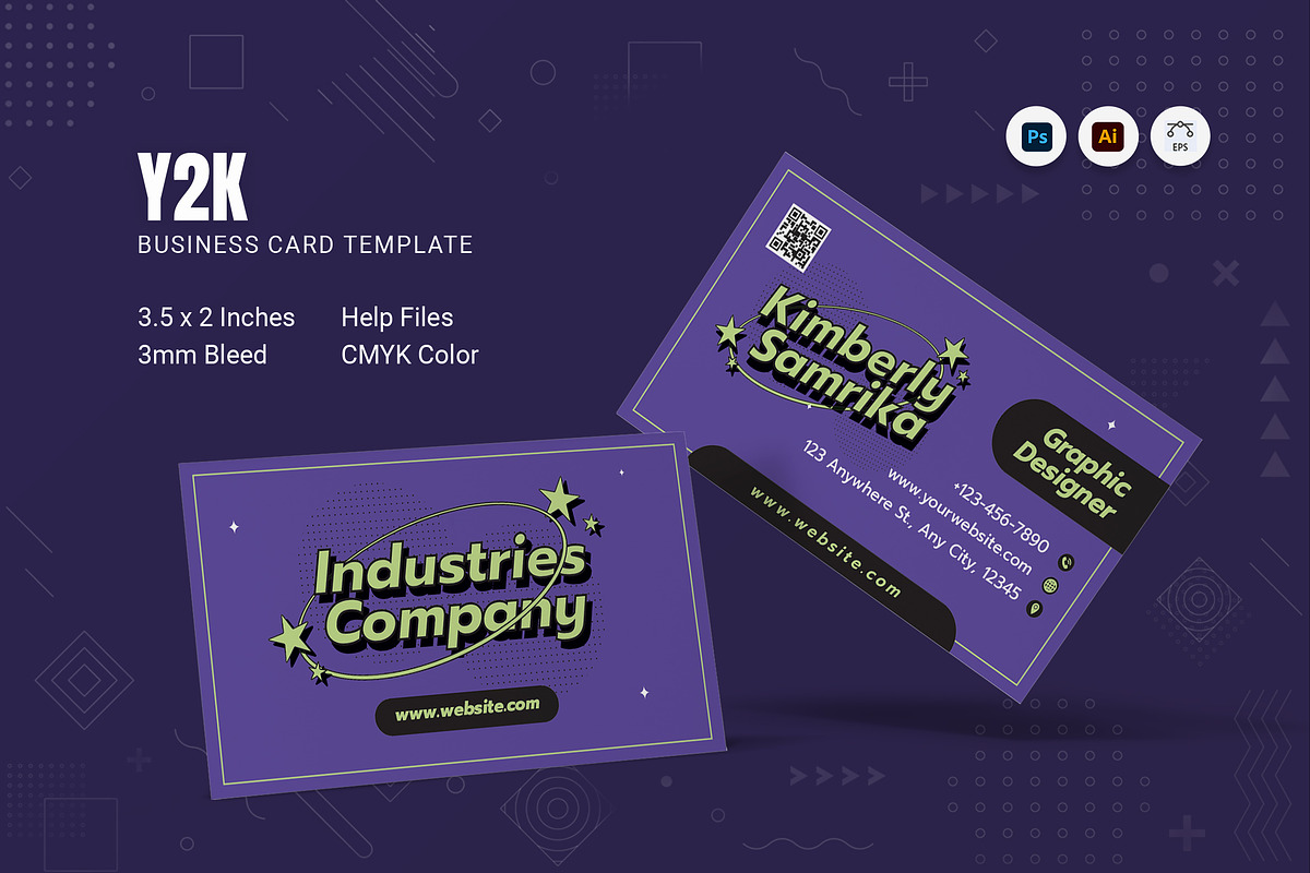 Y2K Business Card, a Business Card Template by Fannan Studio