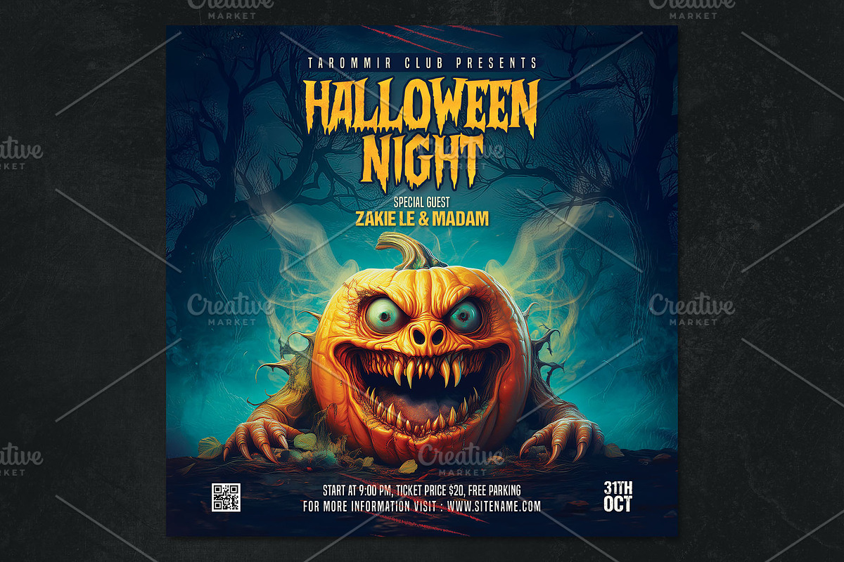 2 Halloween Flyer Template, a Flyer Template by Tarommir (Photo 3 of 7)