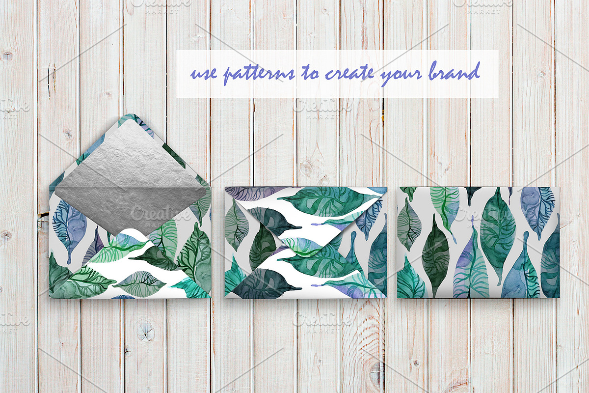 WATERCOLOR FOLIAGE|patterns & motifs, a Pattern Graphic by Retro Graphic Box (Photo 4 of 8)