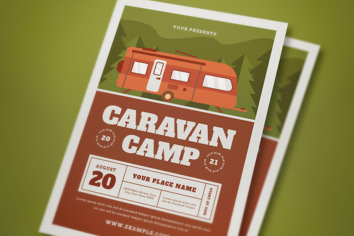 Caravan Camp Flyer Set, a Flyer Template by graphicook