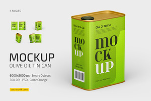 Olive Oil Tin Can Mockup Set, a Packaging Mockup by Country4k