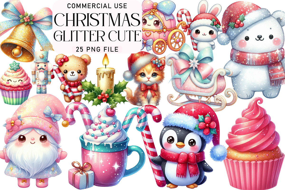 Glitter Cute Christmas Sublimatio, an Illustration by Daily.Designs (Photo 1 of 5)