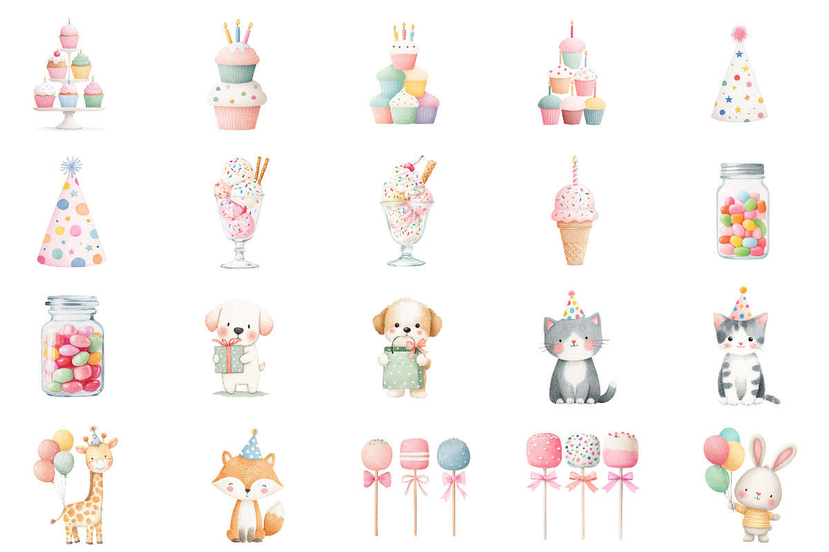 Watercolor Birthday Clipart, an Illustration by Designworld (Photo 3 of 4)