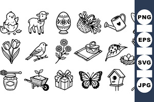 Spring Garden Clipart Collection, an Illustration by designvectx