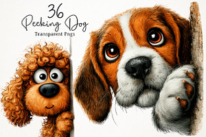 Whimsical Peeking Dog Clipart Set, a Seasonal Illustration by RobertsArt