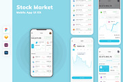 Stock Market Mobile App UI Kit, an UI Kit Template by uicube
