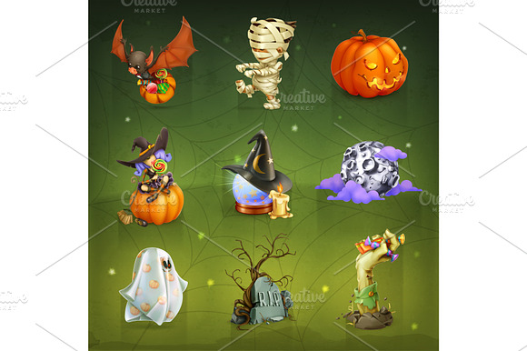 Happy Halloween Vector Icons Set