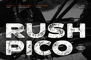 Rushpico - Bold Rough Stamp Font, a Sans Serif Font by Typia Nesia (Thumbnail 1 of 11)