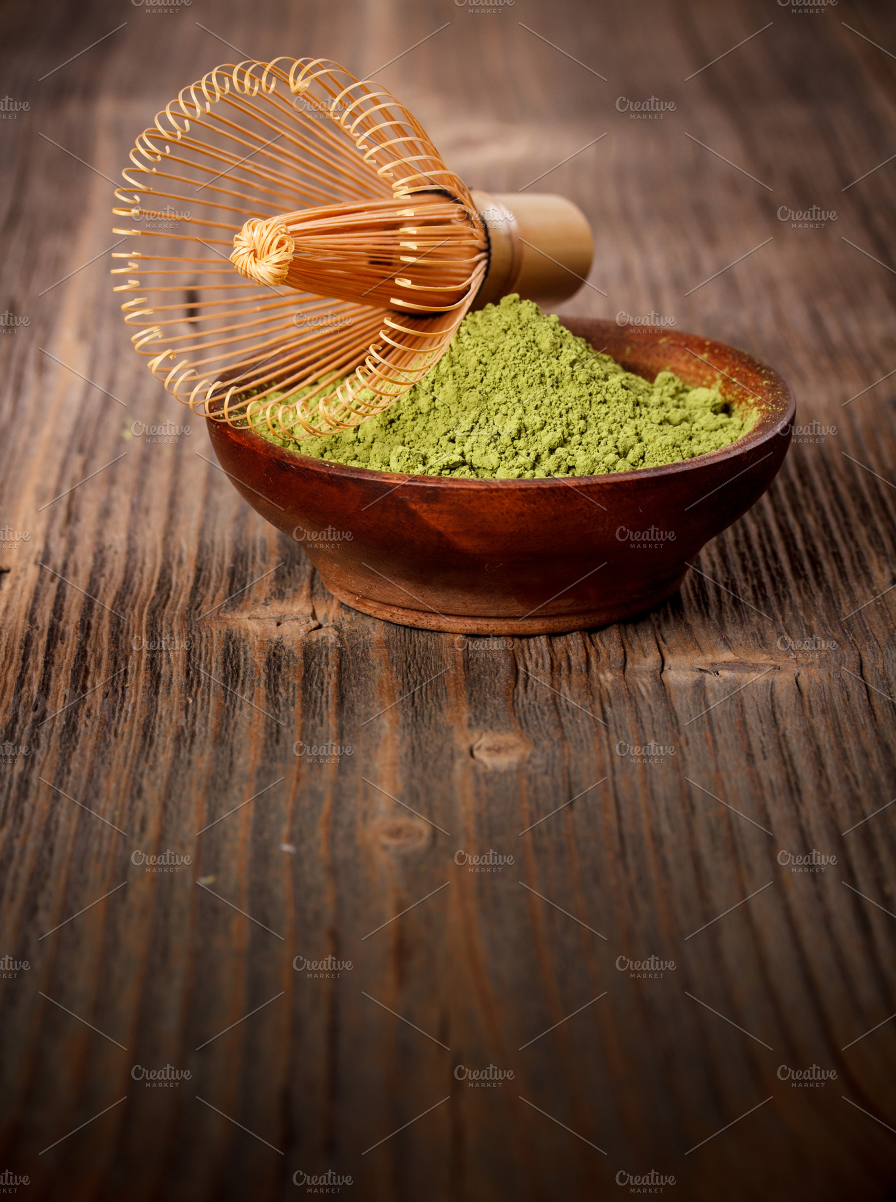 Powdered green tea containing green, tea, and powdered
