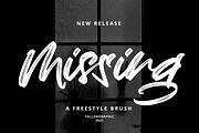 Missing - a Freestyle Brush Font, a Script Font by Vava Aryanto (Thumbnail 1 of 9)