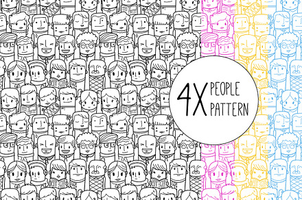 Seamless outline people pattern