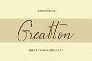 Greatton | Luxury Signature Font, a Script Font by JprintStudio (Thumbnail 1 of 6)