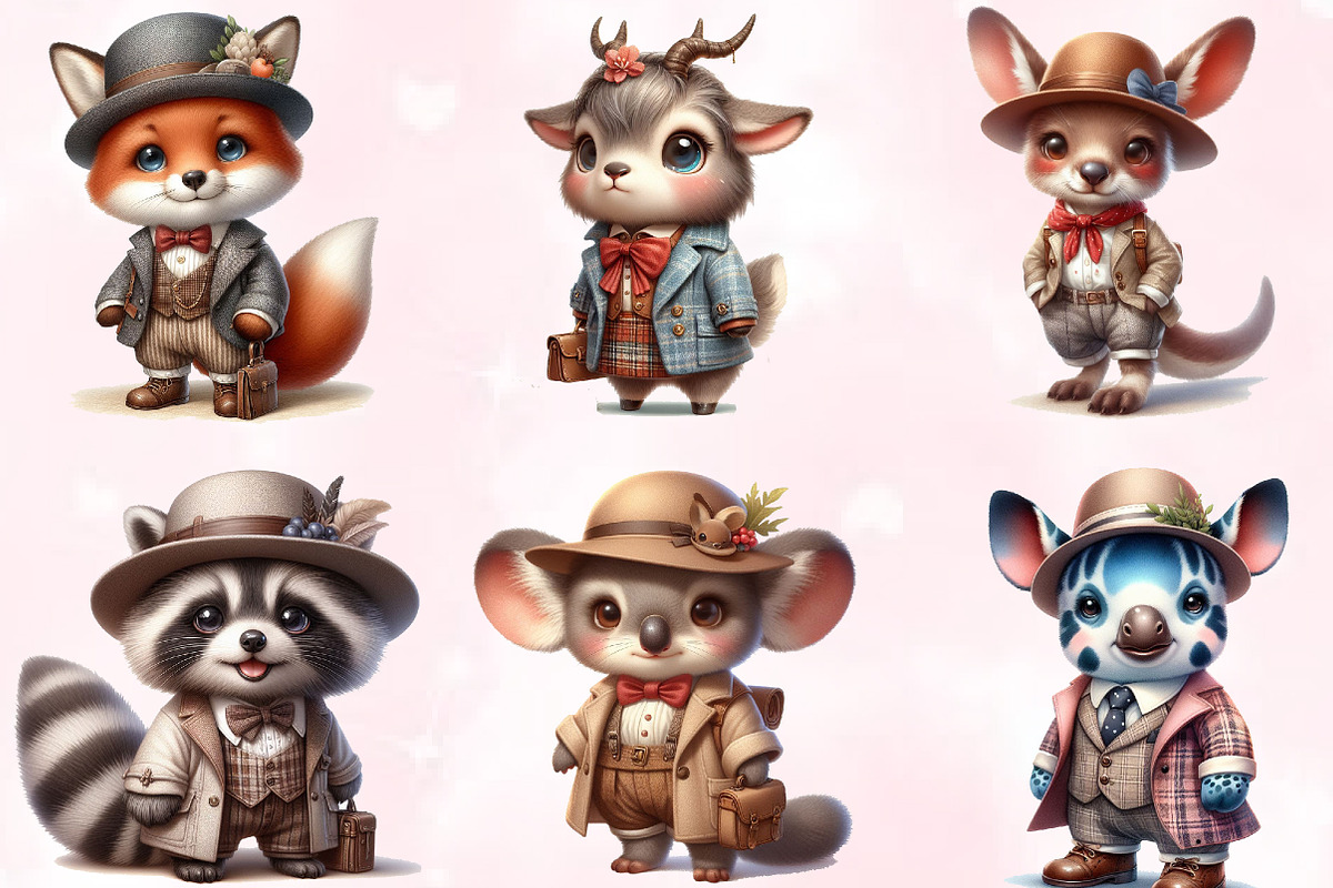 Watercolor Cute Animals Clipart, an Animal Illustration by Craft Nest (Photo 2 of 5)